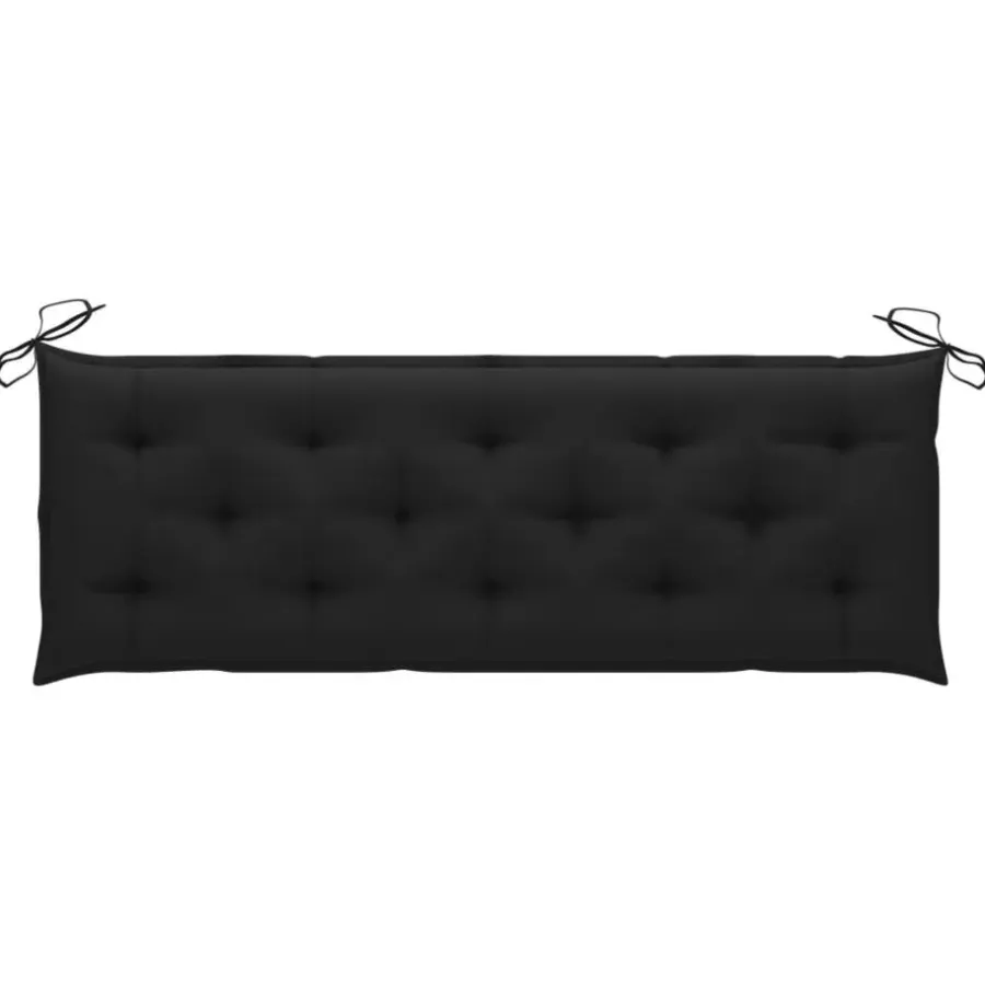 vidaXL - Tuinbank stapelbaar met zwart kussen - Teakhout - 159x57.5x90 cm