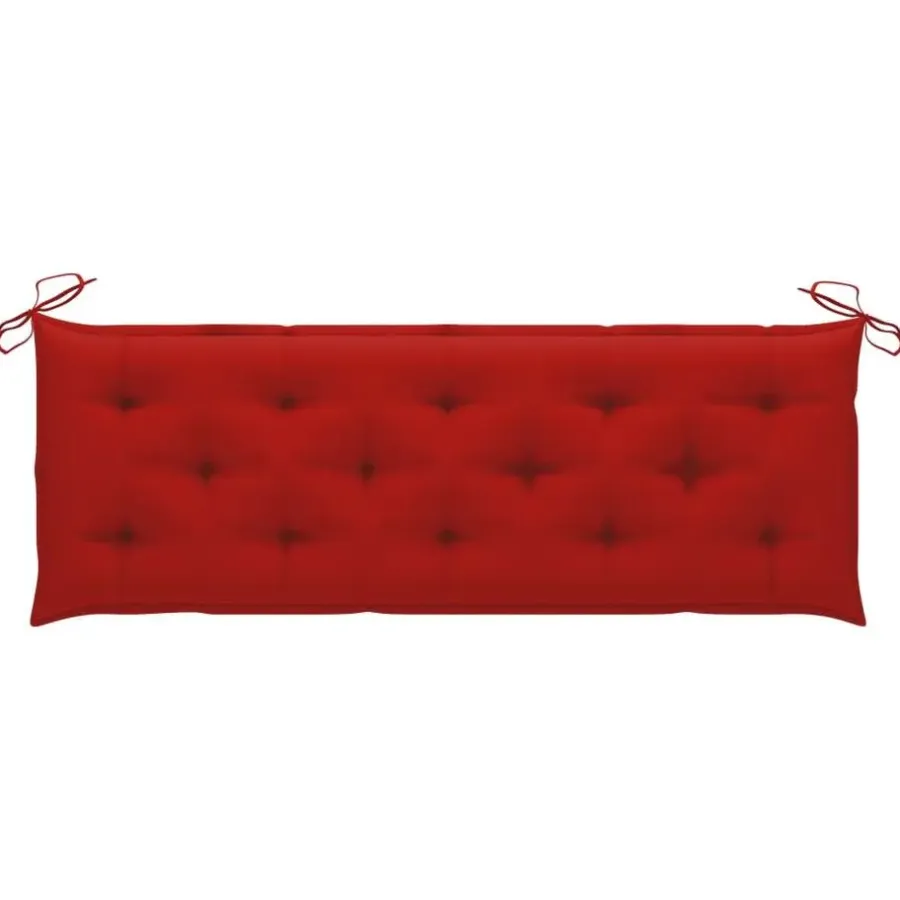 vidaXL - Tuinbank stapelbaar met rood kussen - Teakhout - 159x57.5x90 cm
