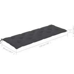 Tuinbanken-vidaXL - Tuinbank stapelbaar met antraciet kussen - Teakhout - 159x57.5x90 cm