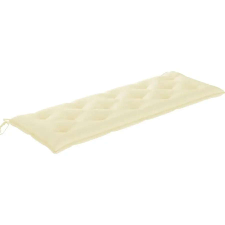 vidaXL - Tuinbank stapelbaar met crème kussen - Teakhout - 159x57.5x90 cm