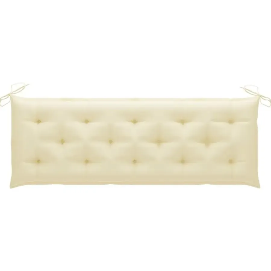 vidaXL - Tuinbank stapelbaar met crème kussen - Teakhout - 159x57.5x90 cm