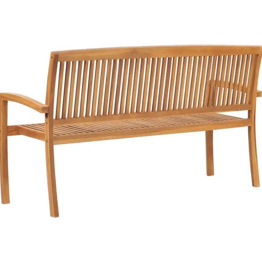vidaXL - Tuinbank stapelbaar met crème kussen - Teakhout - 159x57.5x90 cm