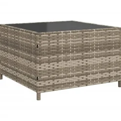 Loungesets-vidaXL - tuinbank voor 5 met kussens grijs poly rattan 3 stuks