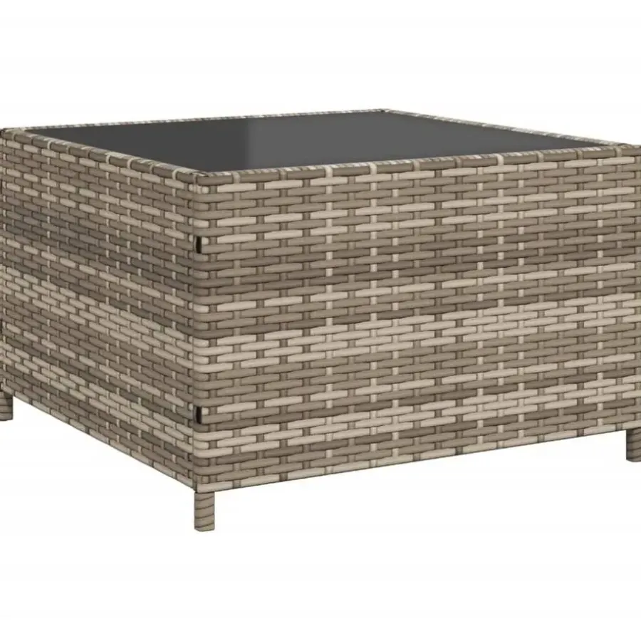 Loungesets-vidaXL - tuinbank voor 5 met kussens grijs poly rattan 3 stuks