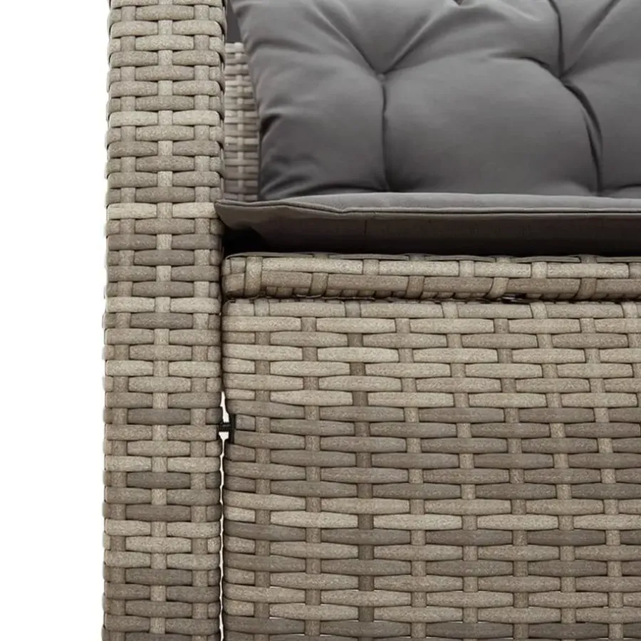 Loungesets-vidaXL - tuinbank voor 5 met kussens grijs poly rattan 3 stuks