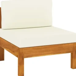 vidaXL - Tuinbank 4-zites - Wit - Acaciahout - Met kussens