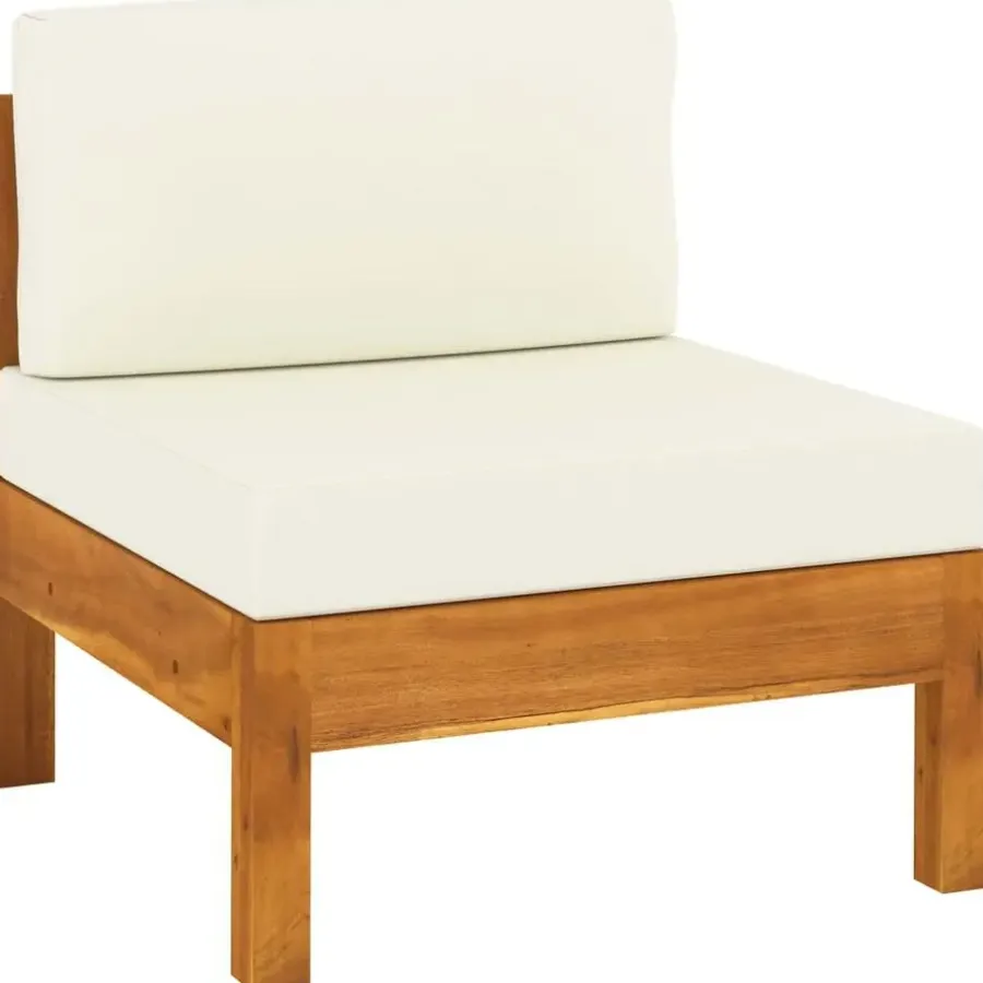 vidaXL - Tuinbank 4-zites - Wit - Acaciahout - Met kussens