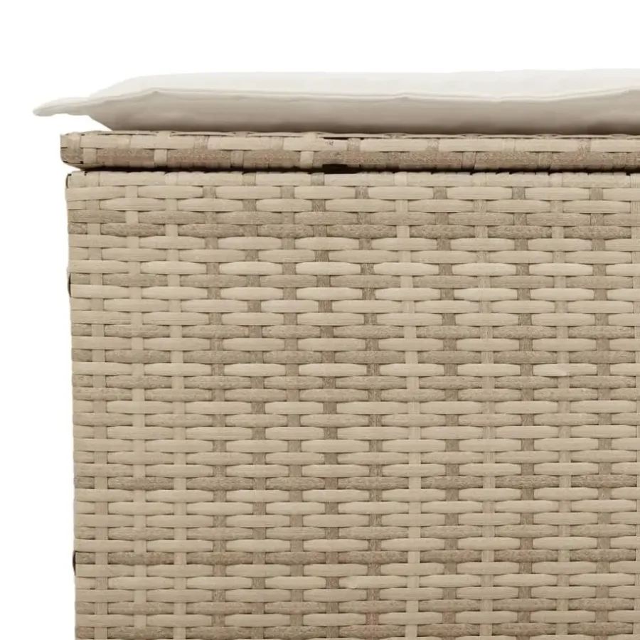Loungebanken-vidaXL - Tuinbank 3-zits - Beige - Poly rattan - Met kussens