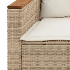 Loungebanken-vidaXL - Tuinbank 3-zits - Beige - Poly rattan - Met kussens