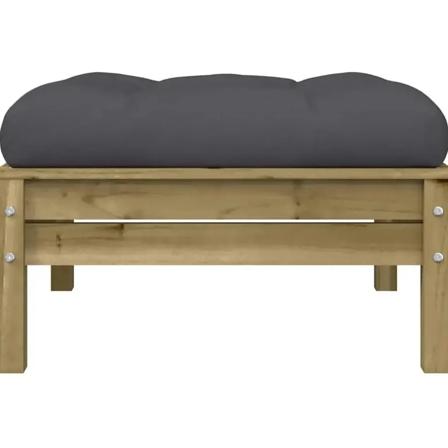 vidaXL - Tuinbank 2-zits - Bruin - Hout - Met kussens en voetenbank