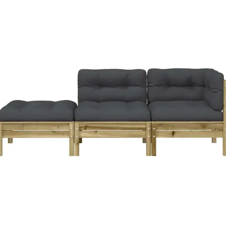 vidaXL - Tuinbank 2-zits - Bruin - Hout - Met kussens en voetenbank