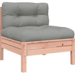 Loungebanken-vidaXL - Tuinbank 2-zits - Bruin - Hout - Met kussens en voetenbank