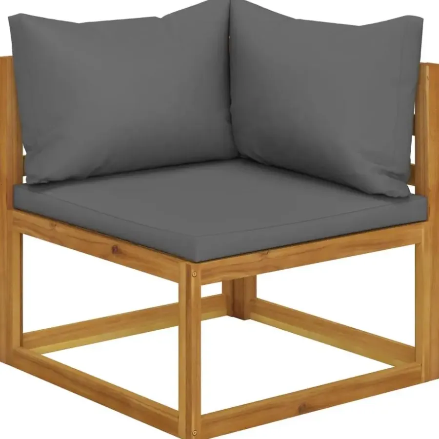 Loungebanken-vidaXL - Tuinbank 3-zits - Grijs - Acaciahout - Met kussens