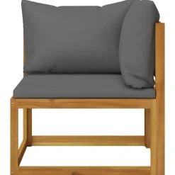 Loungebanken-vidaXL - Tuinbank 3-zits - Grijs - Acaciahout - Met kussens