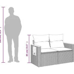 vidaXL - Tuinbank 2-zits - Grijs - Poly rattan - Met kussens