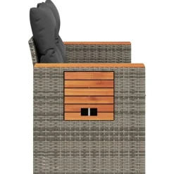 vidaXL - Tuinbank 2-zits - Grijs - Poly rattan - Met kussens