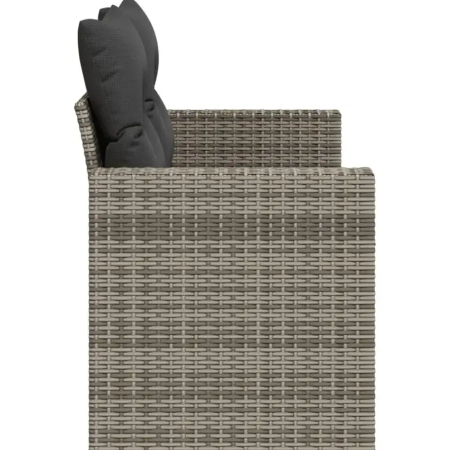Loungebanken-vidaXL - Tuinbank 2-zits - Grijs - Poly rattan - Met kussens