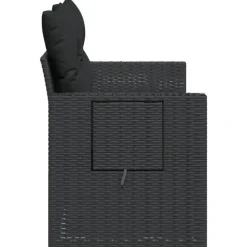 Loungebanken-vidaXL - Tuinbank 2-zits - Zwart - Poly rattan - Met kussens