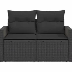 vidaXL - Tuinbank 2-zits - Zwart - Poly rattan - Met kussens