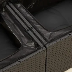 vidaXL - Tuinbank 2-zits - Zwart - Poly rattan - Met kussens