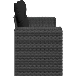vidaXL - Tuinbank 2-zits - Zwart - Poly rattan - Met kussens