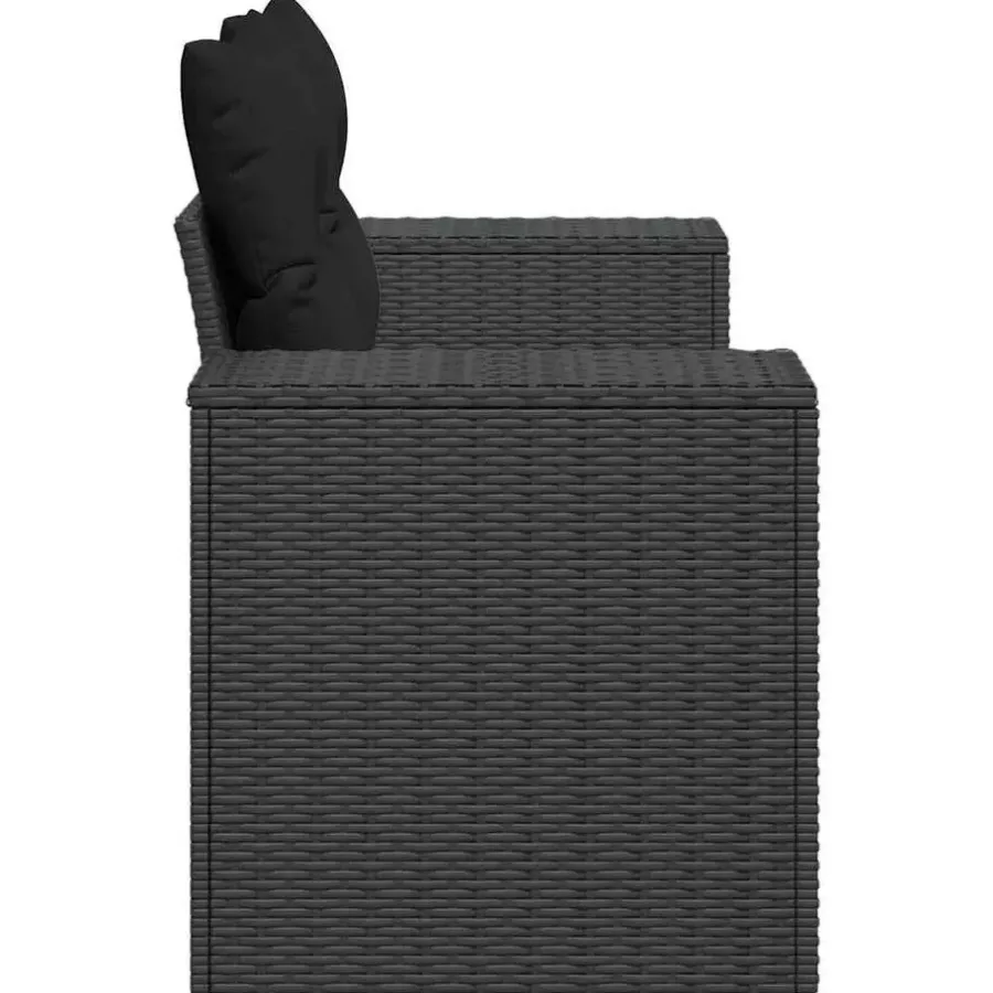 vidaXL - Tuinbank 2-zits - Zwart - Poly rattan - Met kussens