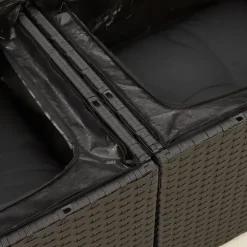 Loungebanken-vidaXL - Tuinbank 2-zits - Zwart - Poly rattan - Met kussens