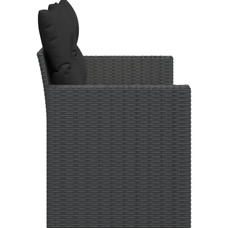 vidaXL - Tuinbank 2-zits - Zwart - Poly rattan - Met kussens