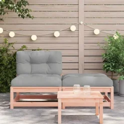 Palletbanken-vidaXL - Tuinbank zonder armleuningen - Bruin - Hout - Met kussens en voetenbank