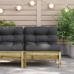 vidaXL - Tuinbank zonder armleuningen - Bruin - Hout - Met kussens