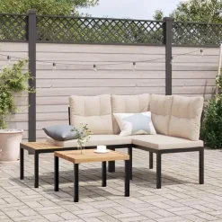 Tuinbanken-vidaXL - Tuinbanken met taupe kussens - Gepoedercoat staal - 2 stuks
