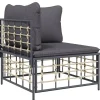 vidaXL - Tuinhoekbank - Antraciet - Poly rattan - Met kussens