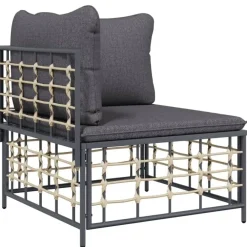 vidaXL - Tuinhoekbank - Antraciet - Poly rattan - Met kussens