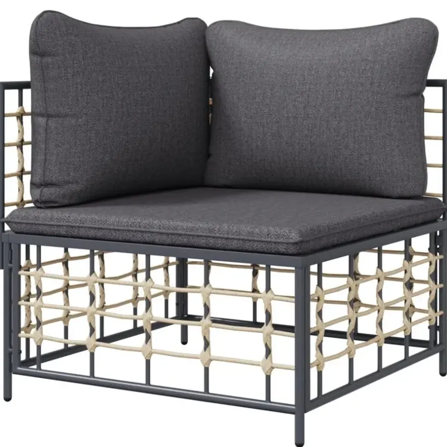 vidaXL - Tuinhoekbank - Antraciet - Poly rattan - Met kussens