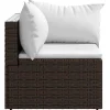 Loungeset Elementen-vidaXL - Tuinhoekbank - Bruin - Poly rattan - Met kussens