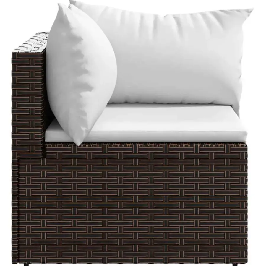 Loungeset Elementen-vidaXL - Tuinhoekbank - Bruin - Poly rattan - Met kussens