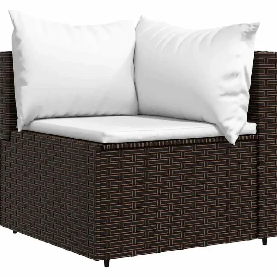 Loungeset Elementen-vidaXL - Tuinhoekbank - Bruin - Poly rattan - Met kussens