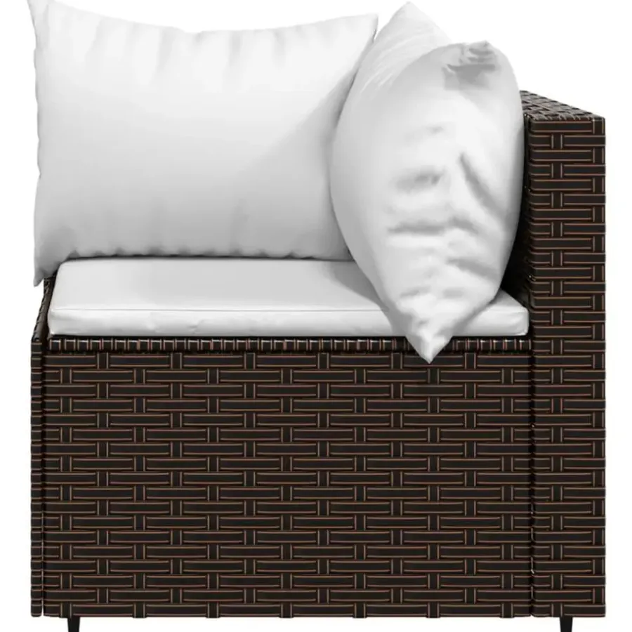 Loungeset Elementen-vidaXL - Tuinhoekbank - Bruin - Poly rattan - Met kussens