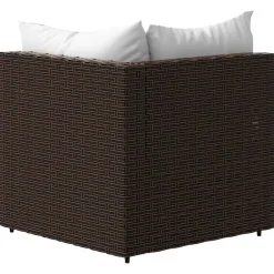 Loungeset Elementen-vidaXL - Tuinhoekbank - Bruin - Poly rattan - Met kussens