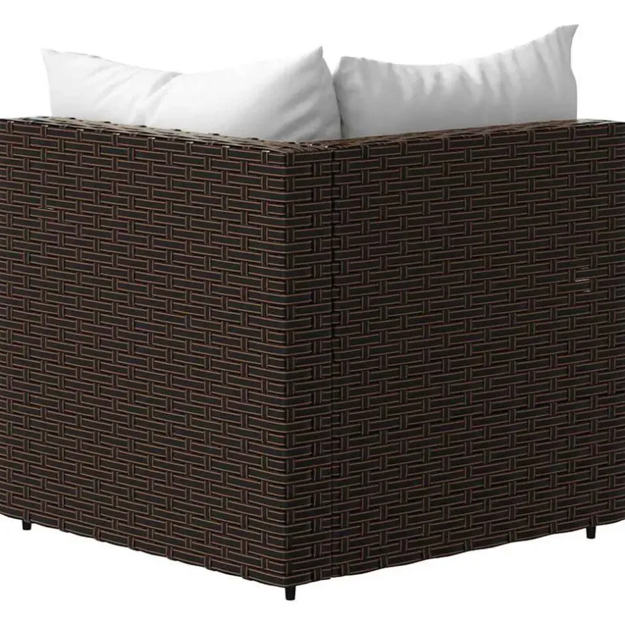 Loungeset Elementen-vidaXL - Tuinhoekbank - Bruin - Poly rattan - Met kussens