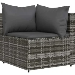 Loungeset Elementen-vidaXL - Tuinhoekbank - Grijs - Poly rattan - Met kussens