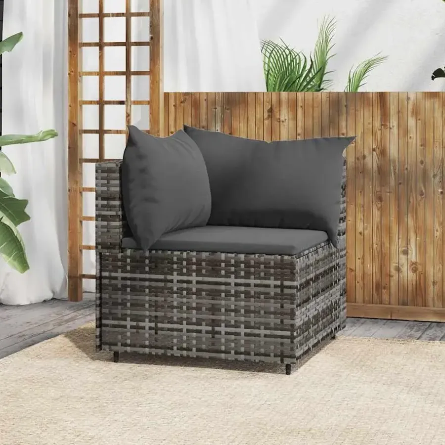 Loungeset Elementen-vidaXL - Tuinhoekbank - Grijs - Poly rattan - Met kussens