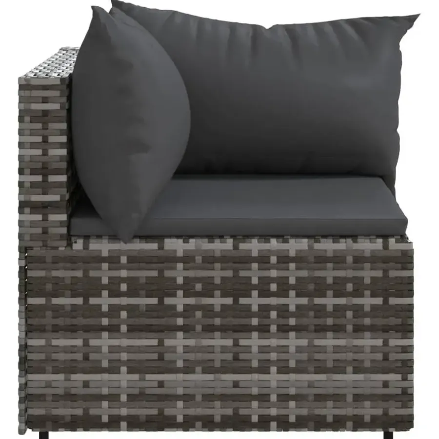 Loungeset Elementen-vidaXL - Tuinhoekbank - Grijs - Poly rattan - Met kussens