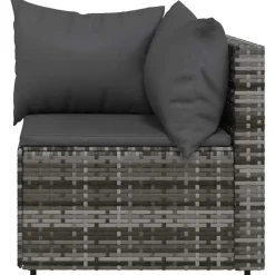 Loungeset Elementen-vidaXL - Tuinhoekbank - Grijs - Poly rattan - Met kussens