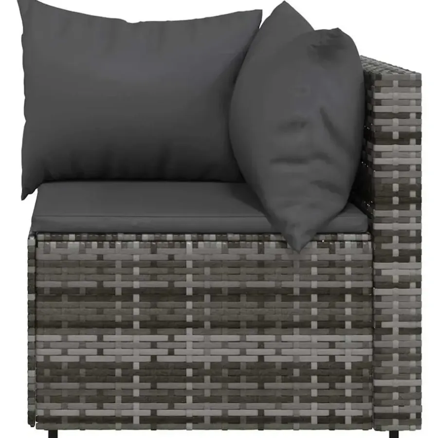 Loungeset Elementen-vidaXL - Tuinhoekbank - Grijs - Poly rattan - Met kussens