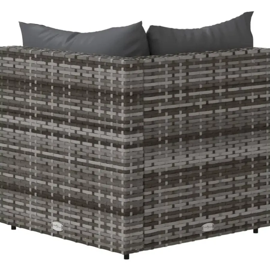 Loungeset Elementen-vidaXL - Tuinhoekbank - Grijs - Poly rattan - Met kussens