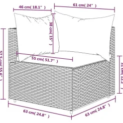 Loungeset Elementen-vidaXL - Tuinhoekbank - Grijs - Poly rattan - Met kussens
