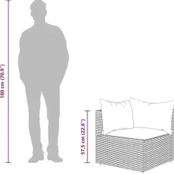Loungeset Elementen-vidaXL - Tuinhoekbank - Grijs - Poly rattan - Met kussens