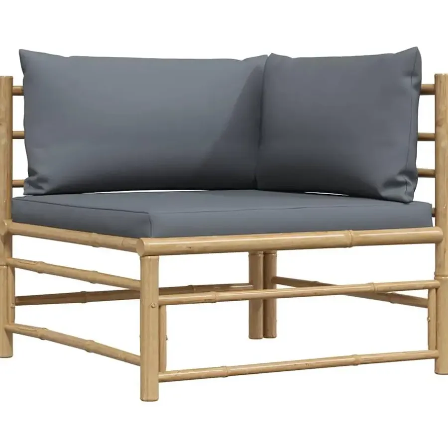Loungeset Elementen-vidaXL - Tuinhoekbank - Grijs - Bamboe - Met kussens