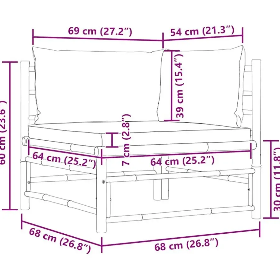 Loungeset Elementen-vidaXL - Tuinhoekbank - Grijs - Bamboe - Met kussens